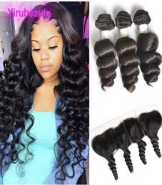 Brazilian Virgin Hair Extensions 3 Bundles With 13X4 Lace Frontal Loose Wave 100 Human Hair Wefts With 13 By 4 Frontals Part5157917