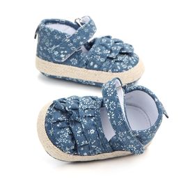 Baby Canvas Ruffle Shoes Newborn Floral Print Casual Baby Girls First Walkers Shoes Infant Toddler Anti-slip Baby Shoes