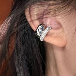 Hoop Earrings Zircon Double-layer Ear Cuff Women Girls Punk Non-Pierced Irregular Bone Clip Creative Metal Jewelry