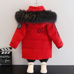 Children Winter Hooded faux fur Coat Thick Warm duck Down Jacket toddler Girl Boy clothes Kids Parka clothing Outerwear snowsuit