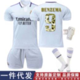 Soccer Jerseys 2022 Ballon D'or Winner Golden No. 9 Benzema Football Jersey Socks Real Madrid Home Away Special Edition