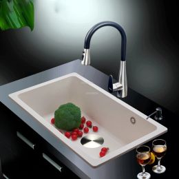 Italian Light Luxury Quartz Stone Kitchen Sinks Home Kitchen Accessories Modern Undercounter Basin Creative Advanced Single Sink