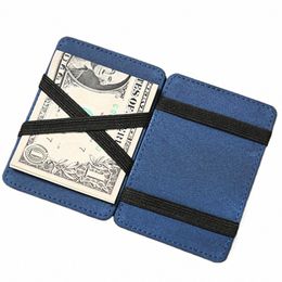 mini Short Mens Fi Faux Leather Magic Credit Card ID Mey Clip Slim Wallet Holder r4t3#