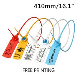 100 Custom Product Security Seals Plastic Disposable Anti Theft Garment Logo Hang Tag Labels for Clothing Logistics 410mm/16.1"