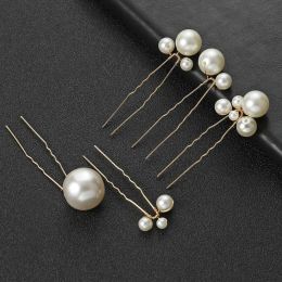 Simulated Pearl Hair Pins and Clips Barrette U Shaped Hair Sticks Bridal Wedding Hair Accessories Women Hair Styling Jewellery