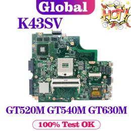 Motherboard KEFU K43SV Mainboard For ASUS K43SJ K43SC K43SM K43S Laptop Motherboard GT520M GT540M GT630M REV:2.0/2.2/3.0/4.1 Supports i3 i5