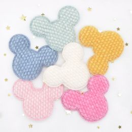 12pcs/lot Soft Plush Fabric Mouse Head Applique for Clothing Hat Sewing Supplies Patches DIY Hair Band Clips Bow Accessories