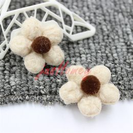 50PCS Soft Pastel Colors Flower Petals w/ Pompoms Embossed Petite Floral Petals Accessory for DIY Jewelry Making