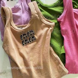 Women's T Shirt designer tee Summer miui nail bead letter heavy industry tight fitting vest new slimming suspender bottom sleeveless tees Shirt tops 95G1