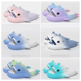 New top Designer Quality shoes sandal Summer Shark Slippers Shark Slides Thick Soled Shoes Kids flat sandals Gradient Flip Flops