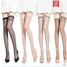 Long tube silk stockings womens high summer thin middle half length anti slip flesh Coloured hook thigh knee socks 6KXV