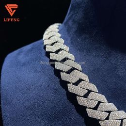 Hip-hop Mens Chain 925 Sterling Silver Gold Plated Moissanite Diamond 18 Mm 20 Inches Chain Necklace Cuban Chain