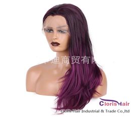 Purple Synthetic Lace Front Wig Long Straight Heat Resistant 13x2 Frontal Lace Wig With Baby Hair For Black Women Full Natural Syn4178874