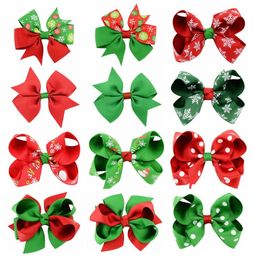 Baby Girls Bow Hairpins Barrettes Christmas Grosgrain Ribbon Bows WITH Clip Snowflake Kids Girl Pinwheel Hair Clips Hair Pin Acces8990481