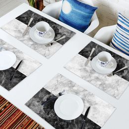 4/6pcs Set Table Mats White Black Marble Natural Printed Table Napkin Kitchen Accessories Home Party Decorative Placemats