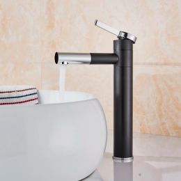 Chrome Black Basin Faucet Deck Mounted Swive Spout Bathroom Sink Mixer Single lever Hot Cold Water Tap One Hole Faucet