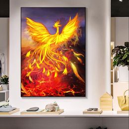 Abstract Posters Phoenix Canvas Painting Beautiful Modern Noble Bird Mythology Wall Art Pictures HD Print Living Room Home Decor