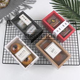 100pcs 2 Cavities Kraft Paper Cupcake Boxes Window Muffin Cake Holder Dessert Containers Packaging Box