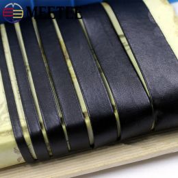 Meetee 5/10M 3-50mm Black Soft Flat Leather Cord String Rope DIY Necklace Bracelet Jewellery Making Clothes Bags Edge Accessories