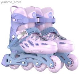 Inline Roller Skates Adjustable Size Roller Sneakers Single Row Straight Inline Skates Shoes Patines With 4 Pu Flash Wheels For Kids Adults Y240410