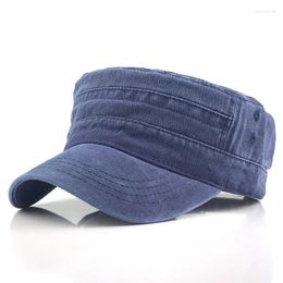 Ball Caps Flat Top Washed Material Korean Version Baseball Cap Adjustable Shade Outdoor Summer Peaked Dad Hat