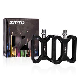 ZTTO MTB Flat Bike Pedal CNC Aluminium Alloy AM Enduro Road Bicycle Smooth Bearings 9/16 Thread Soft Riding For Gravel