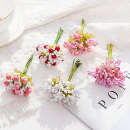 100PCS Artificial Flowers Wholesale Foam Bud Wedding Wreaths Christmas Decorations for Home Indoor Diy Gifts Candy Box Scrapbook