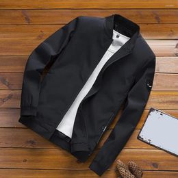 Men's Jackets Casual Coat Ribbed Cuff Zipper Breathable Men Outerwear Pockets Jacket For Daily Wear