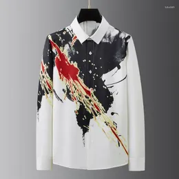 Men's Casual Shirts 2024 Early Spring Non Ironing And Wrinkle Resistant Long Sleeved Shirt Trend Digital Printed