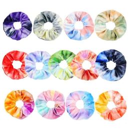 9 Colors INS Velvet Hair Scrunchies Tie Dye Hair Band Stretchy Rainbow Hairbands Women Loop Holder Girls Hair Accessories8041468