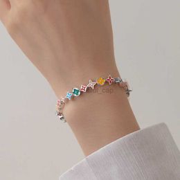 Designer Charm Bracelets Four leaf clover bracelet S925 pure silver small fresh Colour bracelet Instagram style 24ss new sweet bracelet