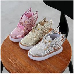 Luminous sneakers children shoes for boys girls led shoes kids sport flashing light glowing glitter casual baby wing falts shoes