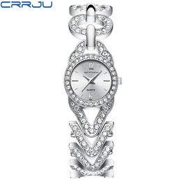 cwp 2021 Women Watches CRRJU reloj mujer Classic Fashion bling Diamond Bracelets Dress WristWatch for Ladies stainless steel Clock330B