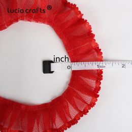 5yards 25mm Fold Lace Ribbons Trim Edge Grid Lace Fabric Tapes DIY Sewing Applique Supplies Garment Decorations R0305