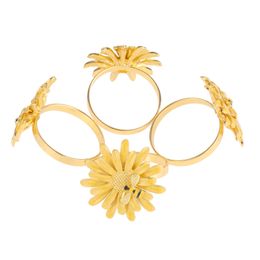 4x Beautiful Colorful Delicate Napkin Rings Napkin Buckles Bee Flowers Shape Design Zinc Alloy For Dining Table Banquets