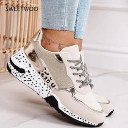 Casual Shoes Woman Sneakers 2024 Leopard Printed Lace-up Vulcanize Platform Sports Ladies Breathable