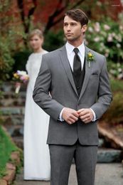 Men's Suits Grey Formal Wedding Men Suit Groom Tuxedo Slim Fit Blazer Hombre High Quality Casual Custom 3 Piece Set Jacket Vest Pant For