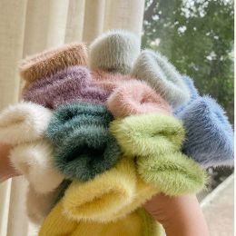 Sneakers 2 Pairs Winter Children Socks Pure Colour Wool Socks for Kids Thicken Warm Boys Girls Shoes Velvet Indoor Socks