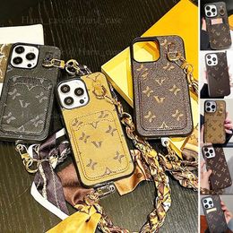 Luxury iPhone Case for iPhone 15 14 Pro Max Leather with Chain, Designer Phone Case Wallet 15 14 13 Pro for Women Men Excellent Grip Shockproof Cover with Card Holder