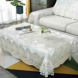 Golden Velvet Tablecloth white Embroidered Luxury Table Dining Table Cover Table Cloth Flower Lace Tv Cabinet Dust Cover