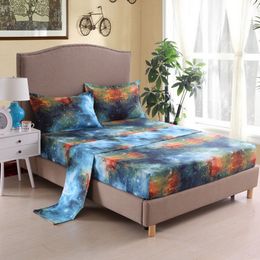 3D Print Bedding Set Modern Galaxy Flat Sheet 40cm Fitted Sheet+bed Sheets+Pillowcase Starry Sky Bedclothes Full Size19