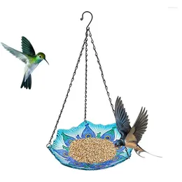 Garden Decorations Elegant Glass Bowl Feeder Bird-Shaped Design Bird Bath Hang With S-Shaped Hook For