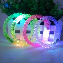 2015 New Design Wholesale Flash Light LED Bracelet Acrylic Bangles More Colors LED Bracelets For Party Bar Concert