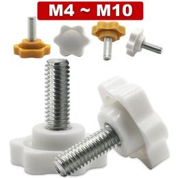 Plum Star-shaped Plastic Head Thread,Handle Thumb Screw Tightening Wood Screw Knob Locking Parts M4 M5 M6 M8 M10 White Yellow