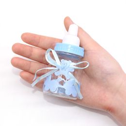 12pcs Boy Girl Baby Shower Decor Chocolates Candy Bottles Baptism Favours Box Gender Reveal Party Gifts Boxes Mini Baby Bottle