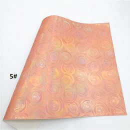 Roses Embossed Synthetic Leather Fabric Sheets Metallic Faux Leather For Bags Shoes Bows DIY Craft Sheets Mini Rolls W156