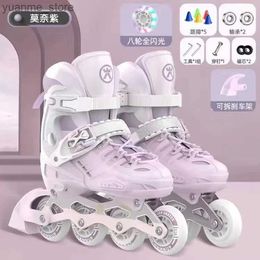 Inline Roller Skates Boys Girls Kids Roller Skates Shoes Sliding Adjustable Inline Skating Sneakers With 4 Flash Wheels Single Row Skates Trainning Y240410