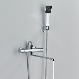 Chrome Bathroom Faucet Thermostatic Valve Hot Cold Water Mixer Bathtub Faucet Replace Shower Valve