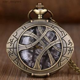 Pocket Watches Bronze Retro Necklace Pendant Quartz Pocket Steampunk Skeleton Dial Design Best Gifts for Men Women Relojes de bolsillo Y240410