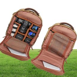 Arrive Heavy Duty Vintage Retro Travel Big Canvas Leather Waterproof Camera And Laptop Backpack DSLR For Pography6138049